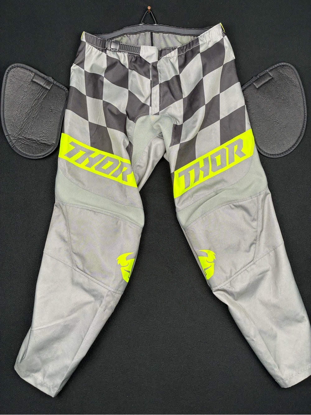 THOR MX Motocross Pants Grey Black Green Waist 34 Atv